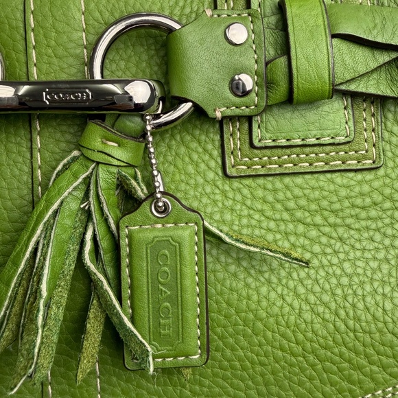 Coach Medium Hampton Lime Green Leather Y2K Carryall - Picture 3 of 11